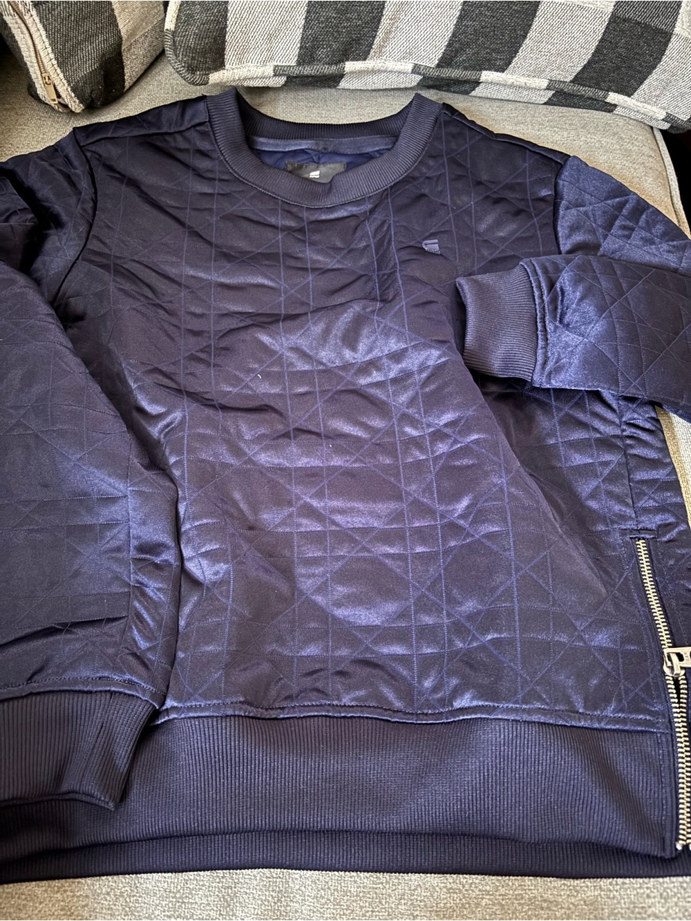 G-Star Raw Quilted Navy Crewneck Sweater